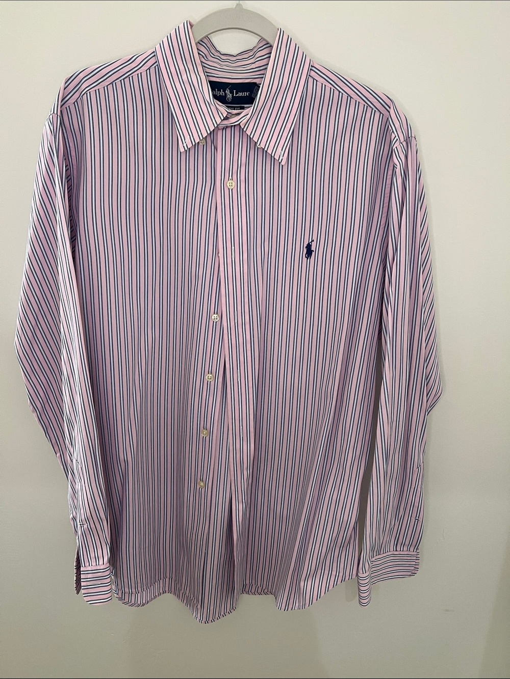 Ralph Lauren Pink, Navy & White Striped Dress Shirt